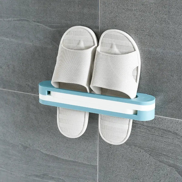 3 In 1 Shoes Rack Wall Mounted Folding Slippers Shoes Bathroom Towel Hanger Organizer Rack in House Shoes Stand Hanging Shelf Rack Holder for Multipurpose use(random color)