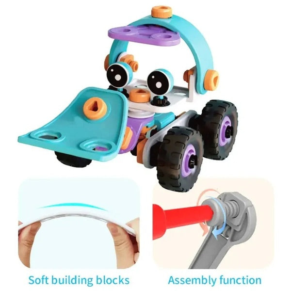 DIY Soft Rubber Building Puzzle Truck Toy Set for Kids – Creative 3D Assembly Construction Vehicle Toy with Flexible Pieces, Safe Educational STEM Learning Toy for Toddlers and Children - Random Color - GlowLaa.com