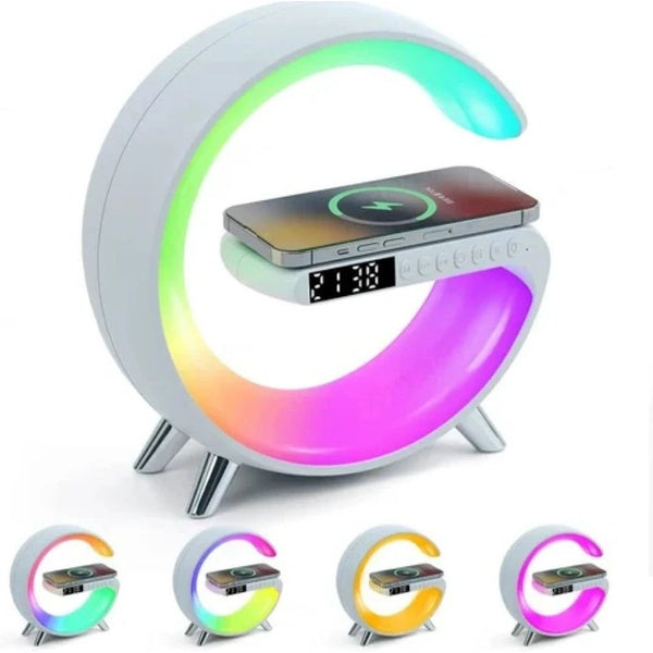 G11 G Shape Bluetooth Speaker Multifunctional Lamp Digital Alarm Wirless Charging Memory Card Supported
