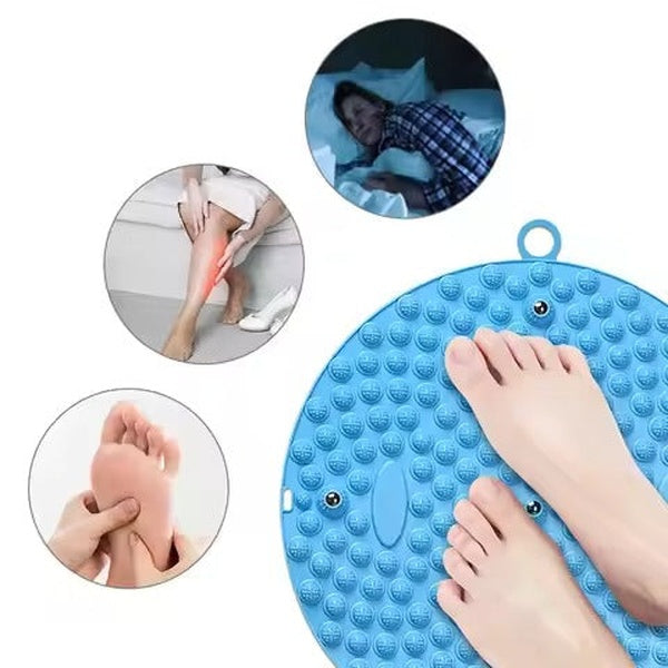 Circular jogging finger press board, foot massage foot pad, adult toe press board, meridian through soft silicone pedal board (Blue) - GlowLaa.com