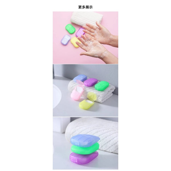 Pack of 10 Travel Soap Outdoor Portable Mini Paper Soap Paper Washing Hand Bath (Random Color) - GlowLaa.com