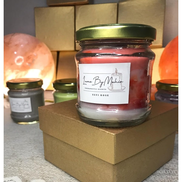 Sufi Rose Candle - A Divine Bloom of Spirituality and Love – Handmade Floral & Citrusy Soy Wax Candle - 100 gram - GlowLaa.com