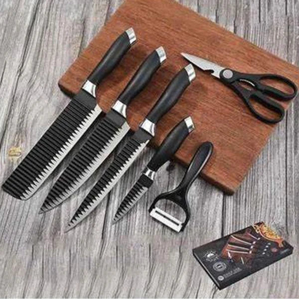 KITCHEN KNIF SET 6 PCS (black color )