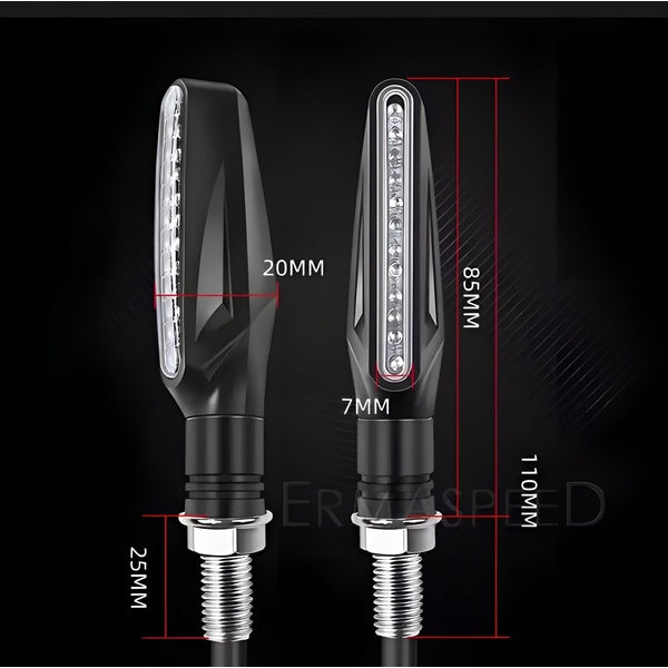 Pack of 1 pair(2pcs) - Audi Flow Style Led Motorcycle Turn Signals Indicator Amber Light - GlowLaa.com