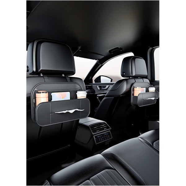 1pcs Leather Car Backseat Organizer With Tissue Bag Holder Car Back Seat Hanging Storage Bag Rear Row Water Cup Phone Pockets Travel | only 1 piece.