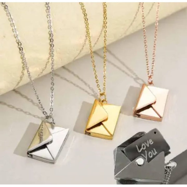 Love Letter Envelop Pendent For Girls - Golden Color - GlowLaa.com