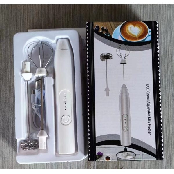 2 in 1 Electric Milk Frother Whisk Egg Beater USB Rechargeable Coffee Blender Household Milk Shaker Mixer Foamer Food Blender (random color)