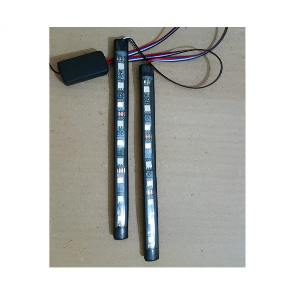 2Pcs RGB 17cm Silicon Flexible 9-LED Strip DRL Daytime Multicolor Light | SMD LED Fancy Light (RGB) For Car Bumper And Bikes