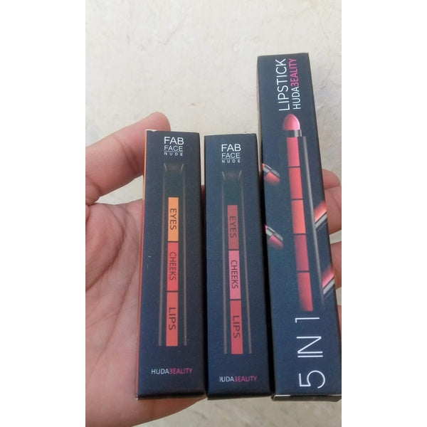 2 in 1 Combo HUDA Beauty Professional Eyes Cheeks Lips (Lipsticks)