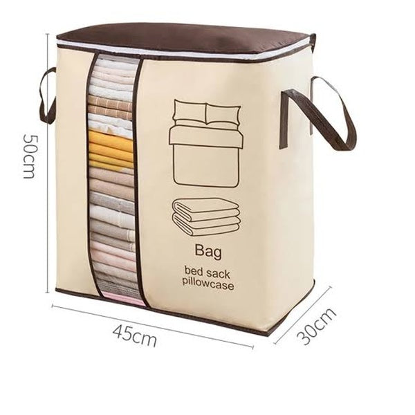 Large Non-woven Portable Clothes Storage Bag Clothing Organizer - 120 gsm (Random color) - GlowLaa.com
