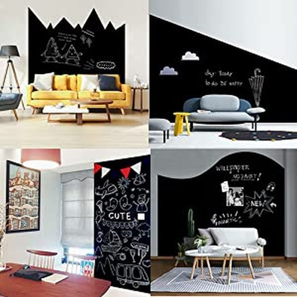 Large Black Chalkboard Sticker Paper DIY Black Board Wall Adhesive Black Board Size (3 x 1.3 ft) - GlowLaa.com