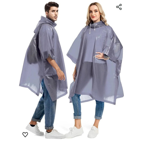 Rain Ponchos for Adults Reusable - Raincoats Survival Emergency Heavy Duty Rain Coat with Drawstring Hood (Random colors) - GlowLaa.com