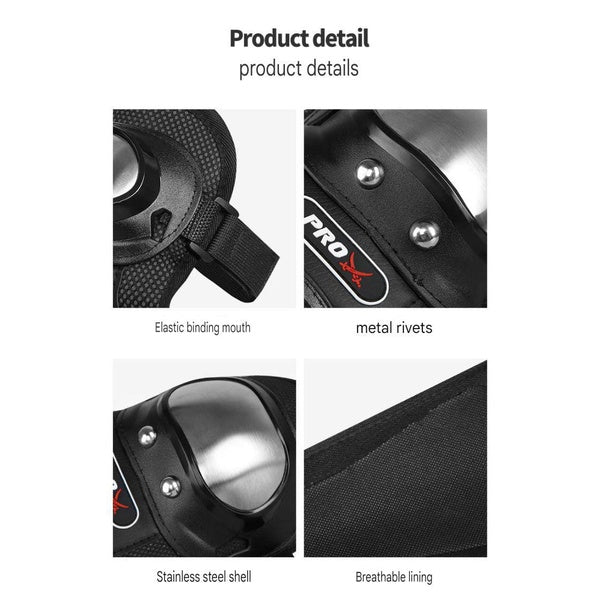 Motorcycle Elbow Pads for Men Stainless Steel Off-road Locomotive Protective Gear Anti-fall Riding Equipment (4 pcs) - GlowLaa.com