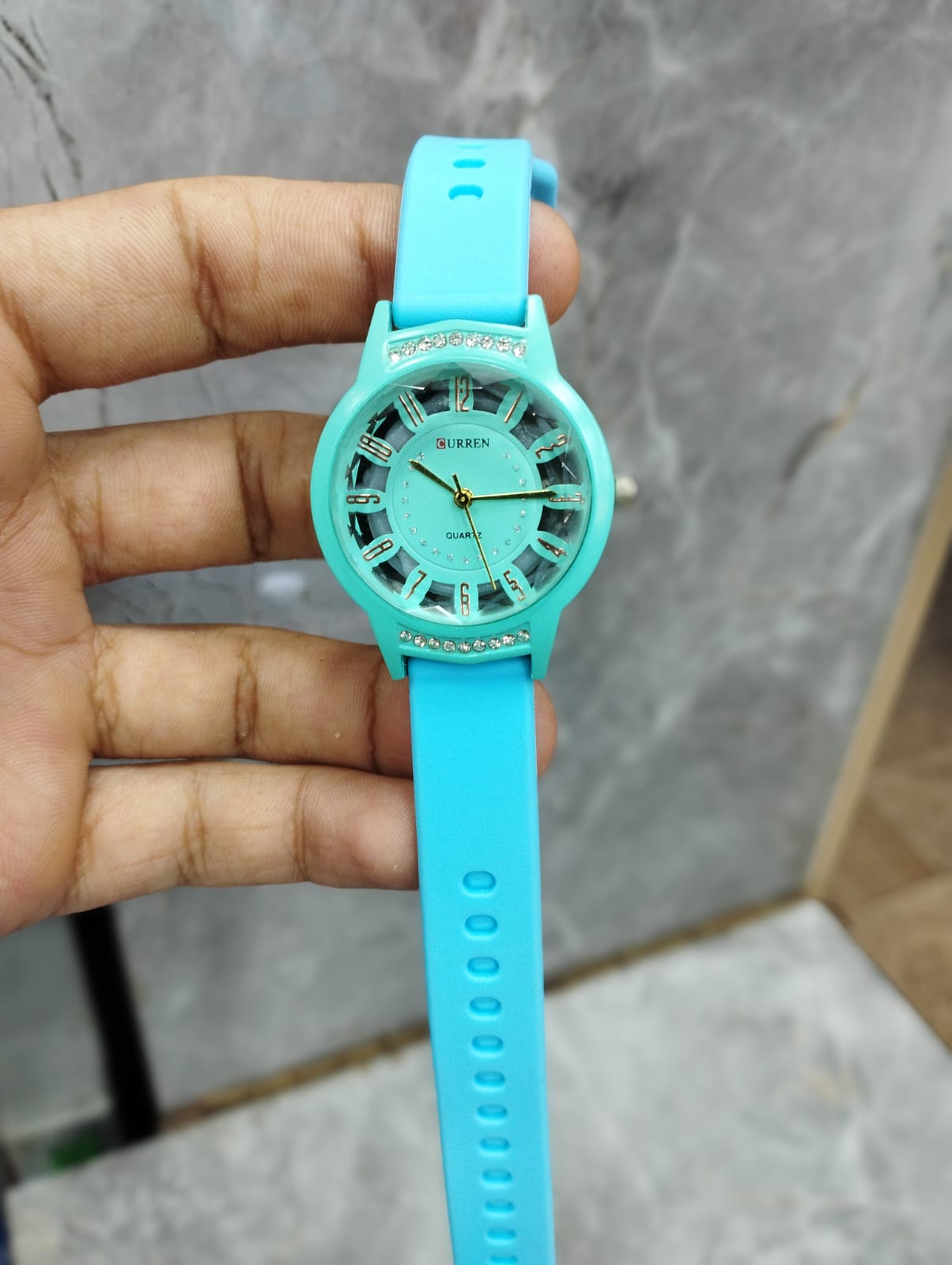 Curren Rubbar Belt Ladies Watch Model Diamond - Without Box - Black