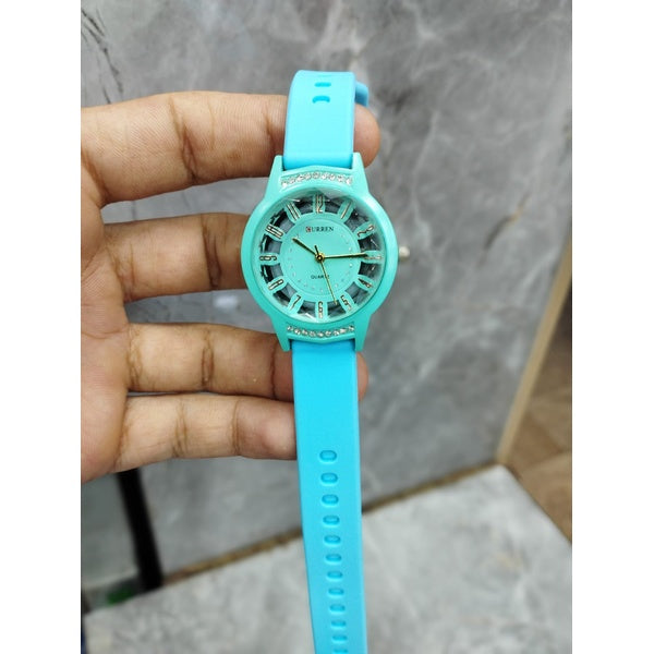 Curren Rubbar Belt Ladies Watch Model Diamond - Without Box - Black - GlowLaa.com