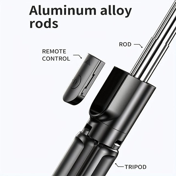 R1S Selfie Stick with Tripod | Bluetooth Foldable Selfie Rod with Remote Control for Phone Action Camera Iphone ?with flash light - With Light - GlowLaa.com