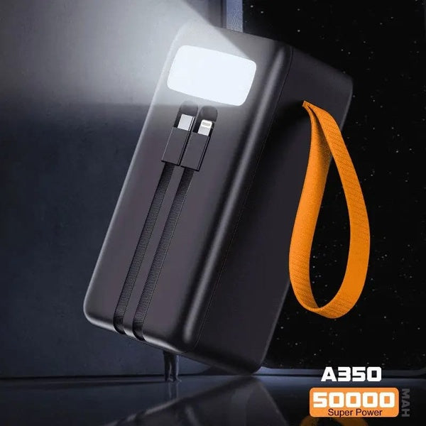 Aspor A350 50,000mAh - Fast Charging with Built-in Flashlight Power Bank for mobile and laptops (Random color)
