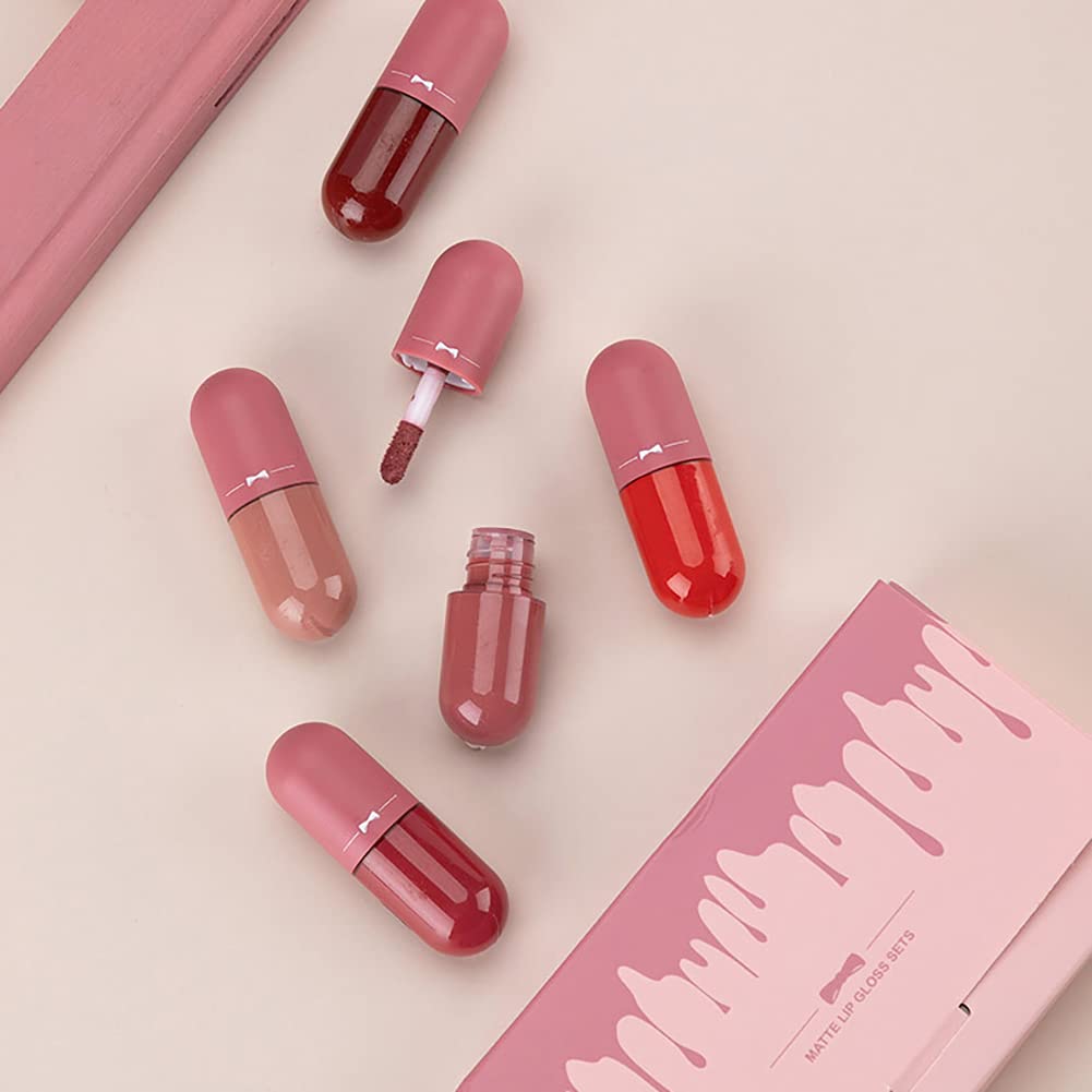 Pack of 5 Matte Lip Gloss Kit | 5 Capsule Matte Lipstick Set
