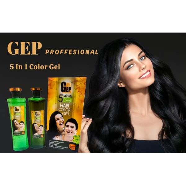 GEP PROFESSIONAL 5 MIN SPEEDY HAIR COLOR GEL 2 BOTTLE 1000 ML - Black - GlowLaa.com
