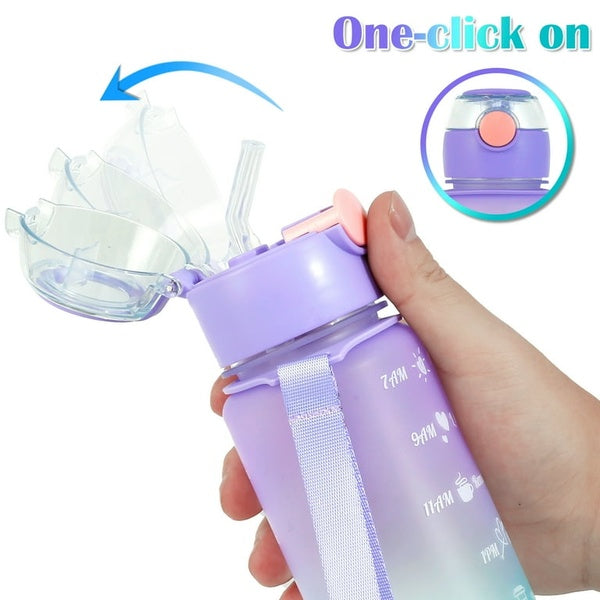 3 Pack Water Bottles with 2L Large Bottle 700MLPortable Bottle and 300ML Mini Bottle Motivational (random color)