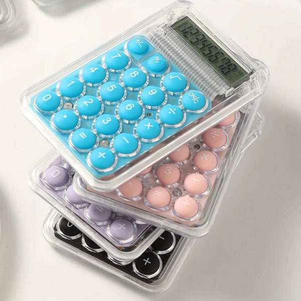 Student Calculator LCD Display Large Screen Siicone Buttons 8-digit Handheld Study Electronic Calculator School Supplies(random color) - GlowLaa.com