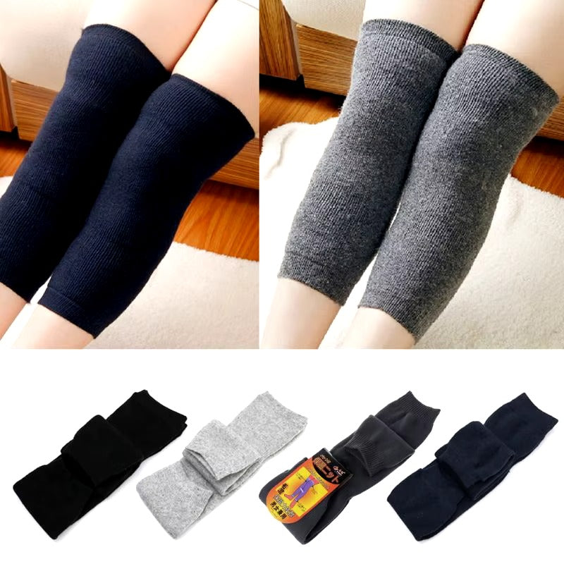 (pair ) New Women Men Warm Cashmere Wool Knee Warmers Leg Thigh High - grey