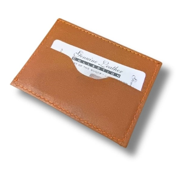 Slim Leather Card Case Wallet Minimalist Credit Card Holder Money Clip for Men & Women - brown - GlowLaa.com