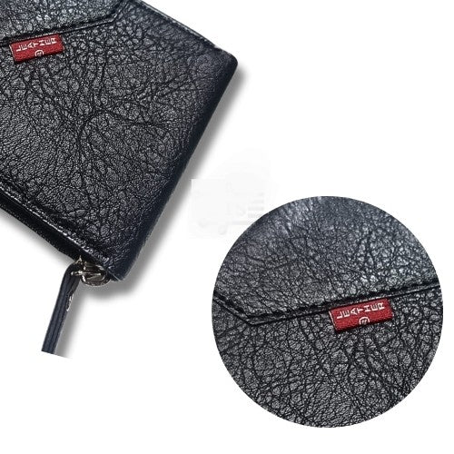 Men's Daily Use Bifold Zipper Wallet - Black