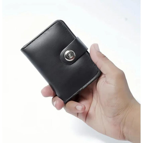 Plain Leather Smart Wallet for Male And female Easy To Carry, Stylish And Slim - Black - GlowLaa.com