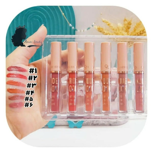 6 Pcs Nude Look High Pigment Matte Lipgloss Soft & Smooth Texture Hydrating Lipsticks (Random Color)