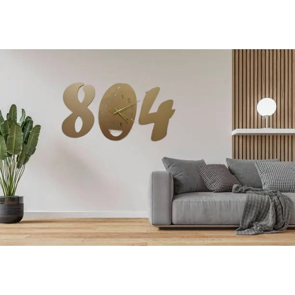 3d wall clock Wooden Golden color Wall Clock (804)