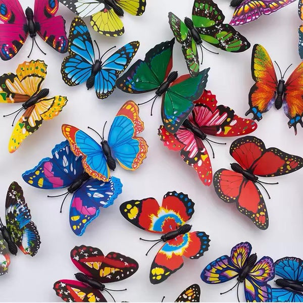 Pack of 12 3D Simulation Butterfly Fridge Magnet Decoration Craft buterfly magnets Butterfly Picks Ornaments Wall Decor (Random Design) - GlowLaa.com