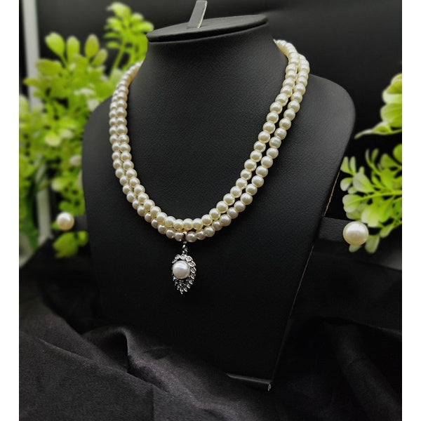 Imported Elegant Double-Strand Pearl Necklace with Delicate Pendant | Girls & Women Fashion - GlowLaa.com