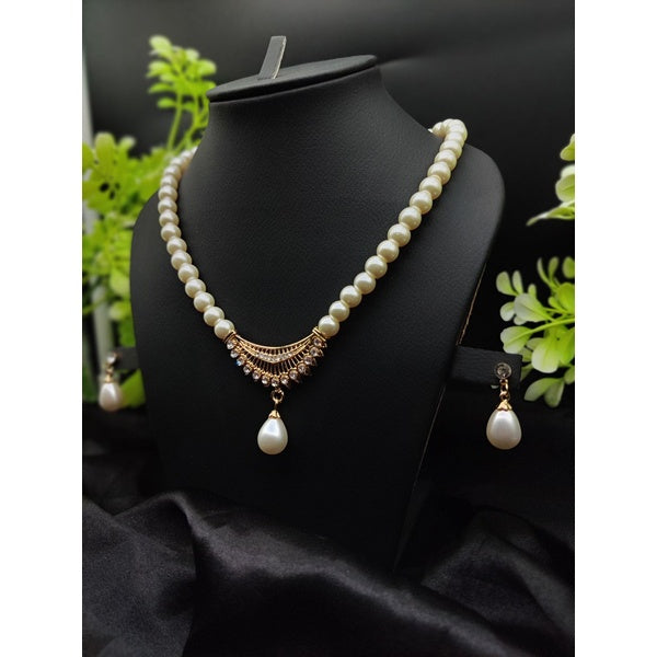 ? Imported Pearl Perfection Dual-Strand Necklace Set with Elegant Teardrop Pendant ? | Artificial Necklace For Girls & Women