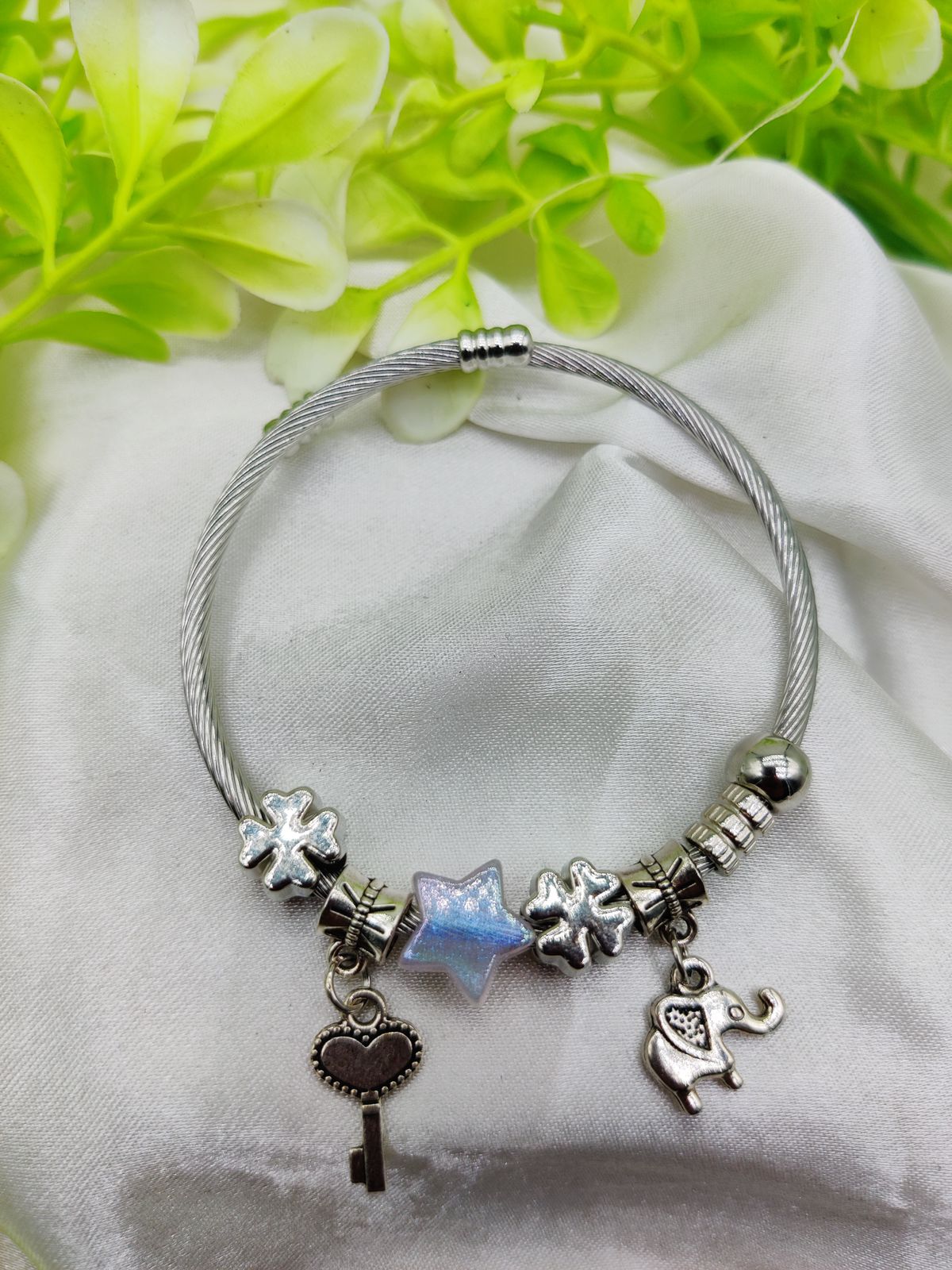 1 Piece Imported Elegant Pandora-Style Charm Bracelet - Starry Opalescent Design | Best Quality Artificial Bracelet For Girls & Women