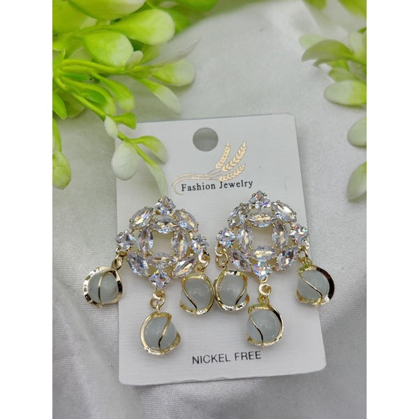 Imported Exquisite Crystal Halo Earrings with Chic Gemstone Dangles | Best Quality Artificial Earrings For Girls & Women - GlowLaa.com