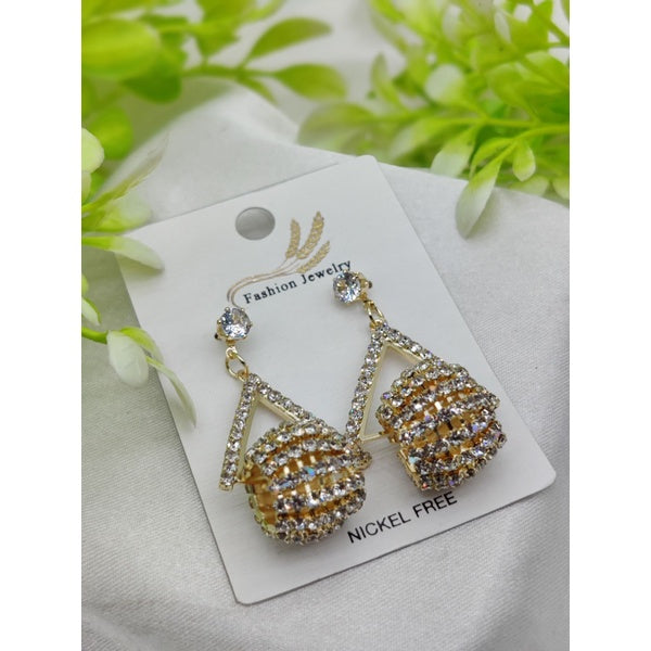 Imported Glamorous Triangle Drop Earrings with Rhinestone Accents | Girls Earrings | Women Earrings | Jewellery - GlowLaa.com