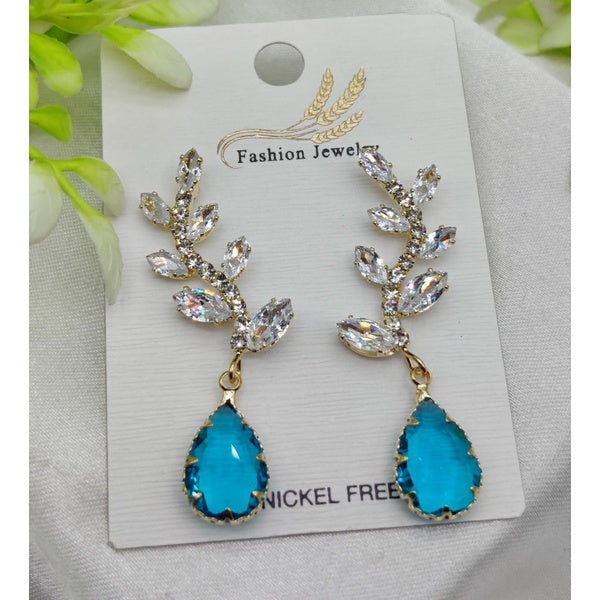 Imported Exquisite Crystal Vine Drop Earrings with Blue Gemstone Accent | Girls Earrings | Women Earrings | Jewellery - GlowLaa.com