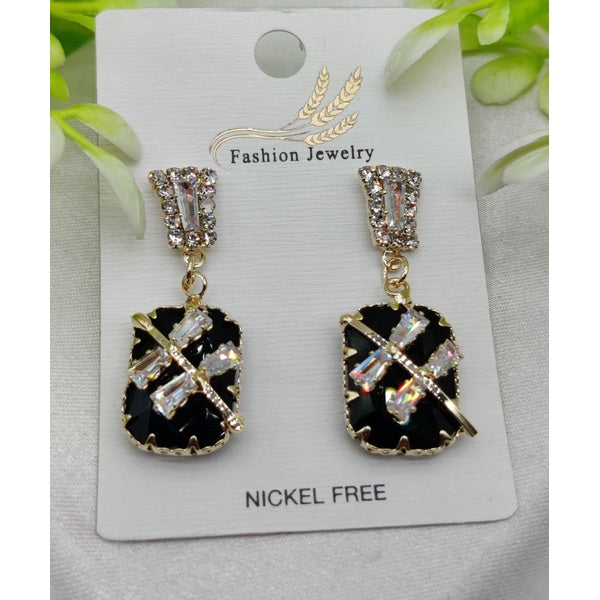 Imported Elegant Black Crystal Earrings with Sparkling Rhinestone Accents – Nickel-Free| Girls Earrings | Women Earrings | Jewellery - GlowLaa.com