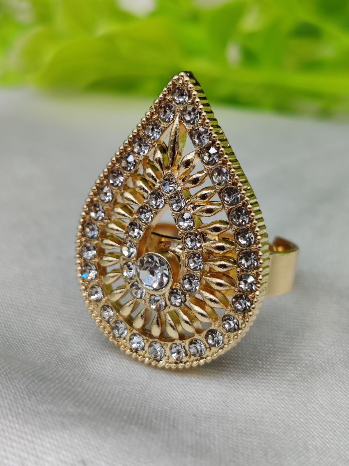 1 Piece Import Radiant Teardrop Crystal Embellished Ring | Best Quality Adjustable Ring For Girls & Women | Ring For Every Occasion