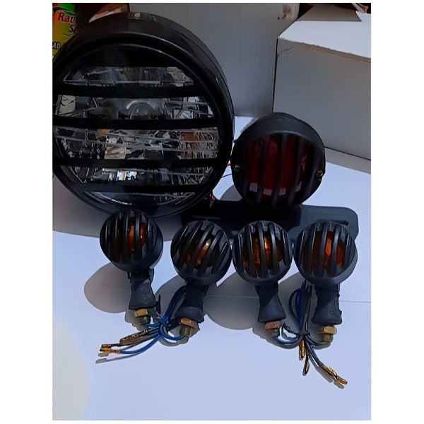 Pack of 3 Cafe racer kit Item's Headlight & backlight, 4 pieces indicator's for 70 and 125cc bikes