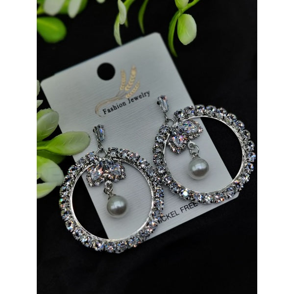 Imported Elegant Earrings Starburst Pearl,Designs | Best Quality Earrings For Girls & Women | Luxury Look Earrings ( Silver Color ) - GlowLaa.com