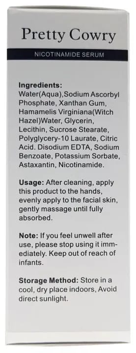 Pretty Cowry Nicotinamide Serum with Vitamin C | 30 ml Nicotinamide Face Serum for Anti-Wrinkles and Age, Even Skin, Against Blemishes and Stains
