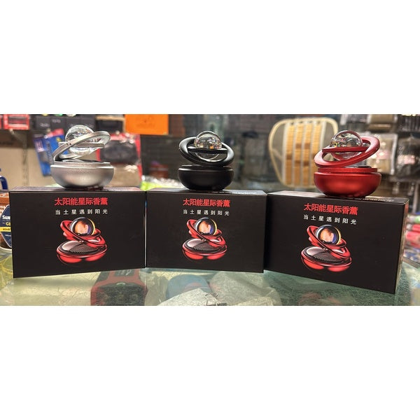 Solar Car Air Freshener Rotating Double-Ring For Car Dashboard, Aesthetic Car Decor | Best Quality ( Random Color ) - GlowLaa.com