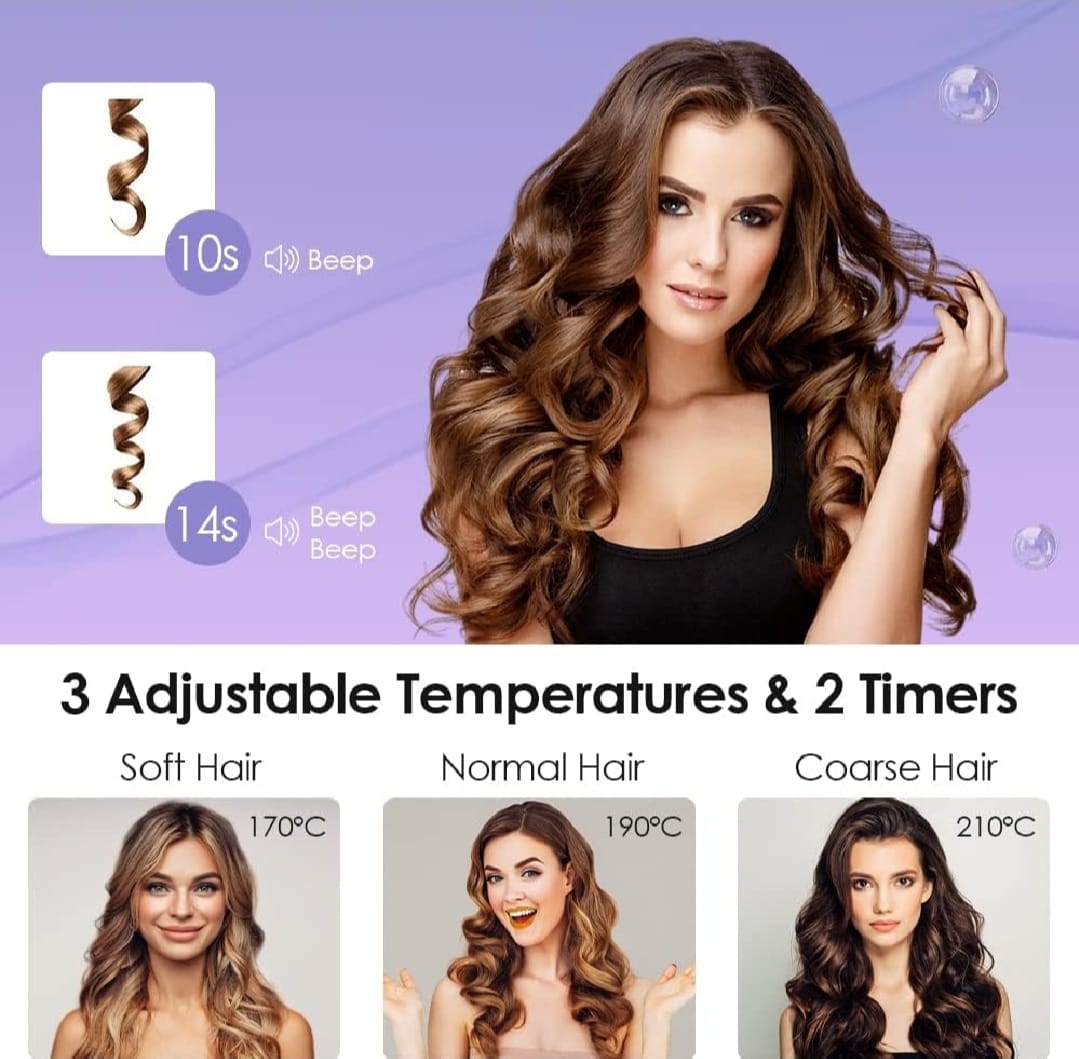 Hair Curler, 32mm Automatic Curling Iron, 3 Adjustable Temperatures And 2 Timer Reminders, Automatic Curling Iron For Long Hair, Double Anti-Scald Function, Australian Specification Plug, Suitable For Everyone ( Random Color )
