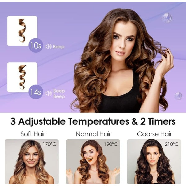 Hair Curler, 32mm Automatic Curling Iron, 3 Adjustable Temperatures And 2 Timer Reminders, Automatic Curling Iron For Long Hair, Double Anti-Scald Function, Australian Specification Plug, Suitable For Everyone ( Random Color ) - GlowLaa.com