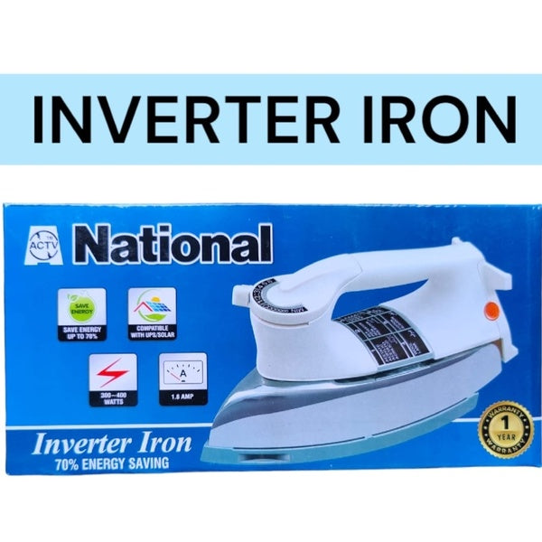 National Electric Inverter Dry Iron 400 Watts UPS/Solar Working | Metal Iron | Best Quality Iron - GlowLaa.com