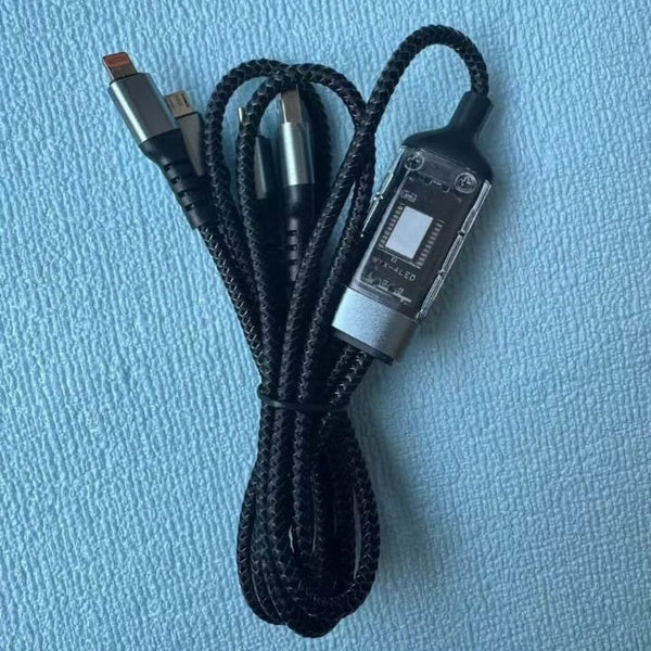 Gamen 3 in 1 Fast Charging Cable | 100W Fast Charging Cable Multi Charger Cable Nylon Braided Multiple USB Universal 3 In 1 Charging Cord Adapter With Type-C Micro BYJ ( With Box ) - GlowLaa.com