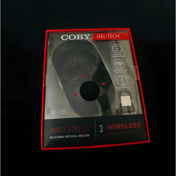 Computer / Laptop Mouse COBY Gel-Tech Anti-Stress Silicon Optical Wireless Mouse - (3-Button | Laser Optical | Wireless Range up to 9ft) - GlowLaa.com