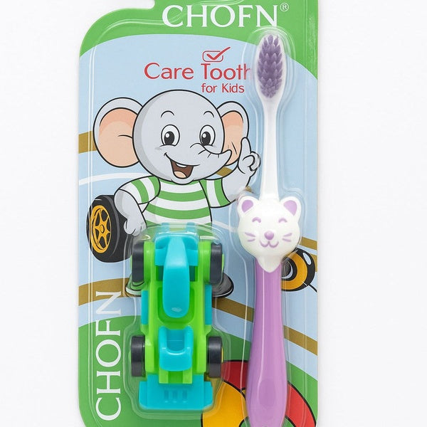 CHOFN Kids Toothbrush Set (3–12 Years) – Soft Bristles with Toy Car (Random Designs) - GlowLaa.com